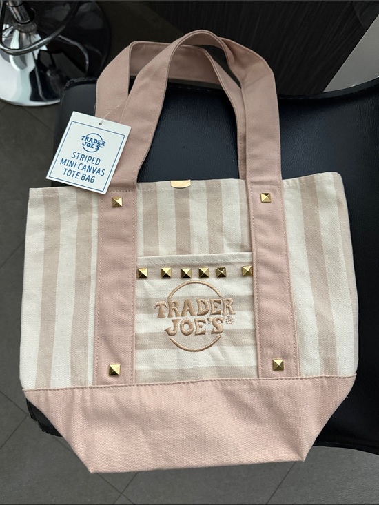 Trader Joe'S Handbags - Beige Stripe Canvas Tote Bag (mini tote bag)